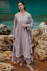 IMAGE - 3PC LAWN EMBROIDERED SHIRT WITH LAWN EMBROIDERED DUPATTA AND TROUSER - HZG2164